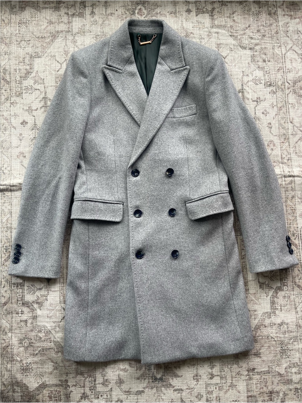 Moncrief Double-Breasted Structured Chic Peacoat in Light Gray